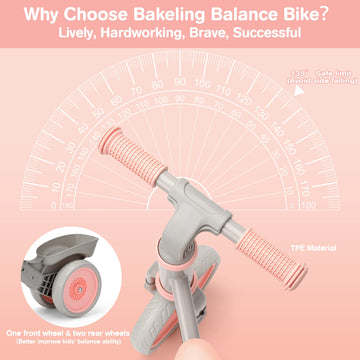 Bakeling Balance Bike - Toddler Bike,Pink Tricycles For 2-4 Year Olds,Baby Balance Bike,Toddler Balance Bike,Kids Balance Bike,Baby Bike,Ride On Toys For 2-4 Year Old,Kids Bikes,Toddler Toy For Gift