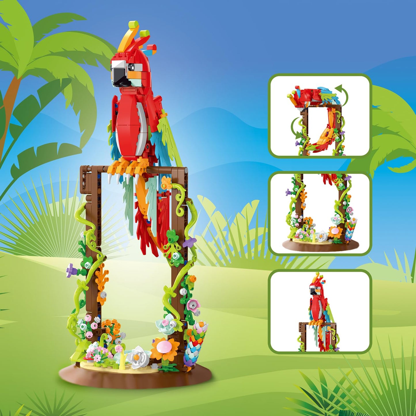 Flowers Parrot Building Set Compatible With Lego Animal For Girls 8-12 Years,Cool Halloween Toys For Adults And Botanical Natural Lover 632 Pcs