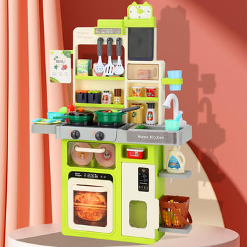 24Hocl Kids Pretend Play Kitchen Set With Sounds, Lights, Cooking Stove, Sink, And Play Food - 63Pcs Toy Kitchen For Toddlers