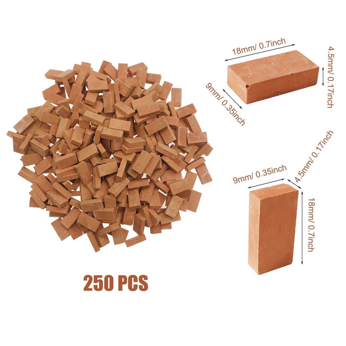 Woohome Pack Of 250 Miniature Bricks 1:16 Model Building Blocks With Scraper For Diorama Fairy Garden Decoration