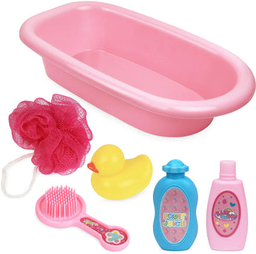 Click N' Play Baby Doll Bathtub Pretend Play Set With Accessories | Baby Bath Tub Play Set For Girls And Toddlers With 6 Pcs Acc