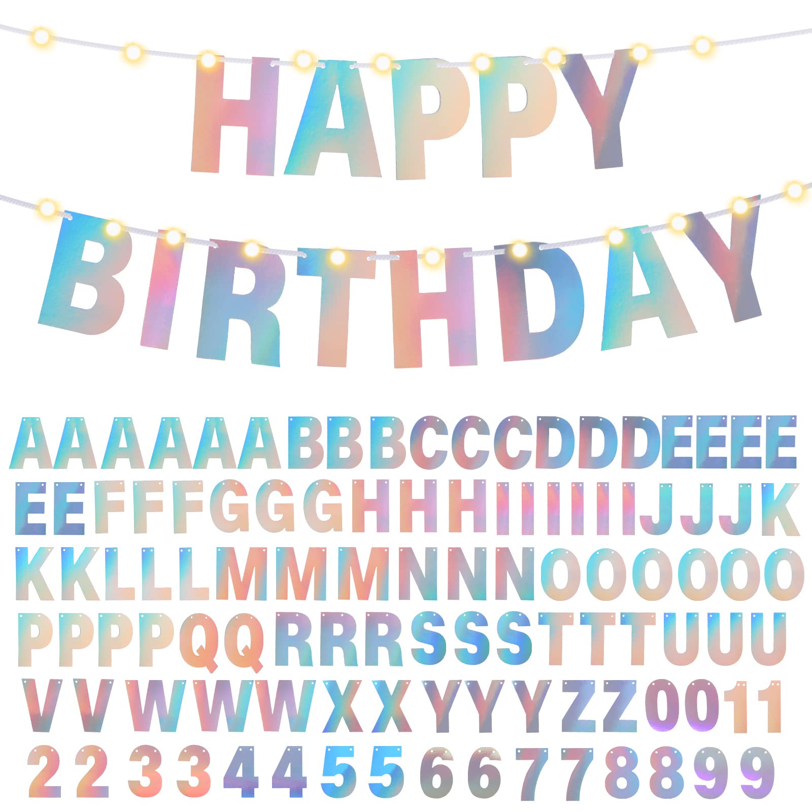 Taobary 112 Pcs Christmas Diy Glitter Customizable Banner Kit Custom Banner Including 107 Letters And Numbers 3 Rope And 2 Light