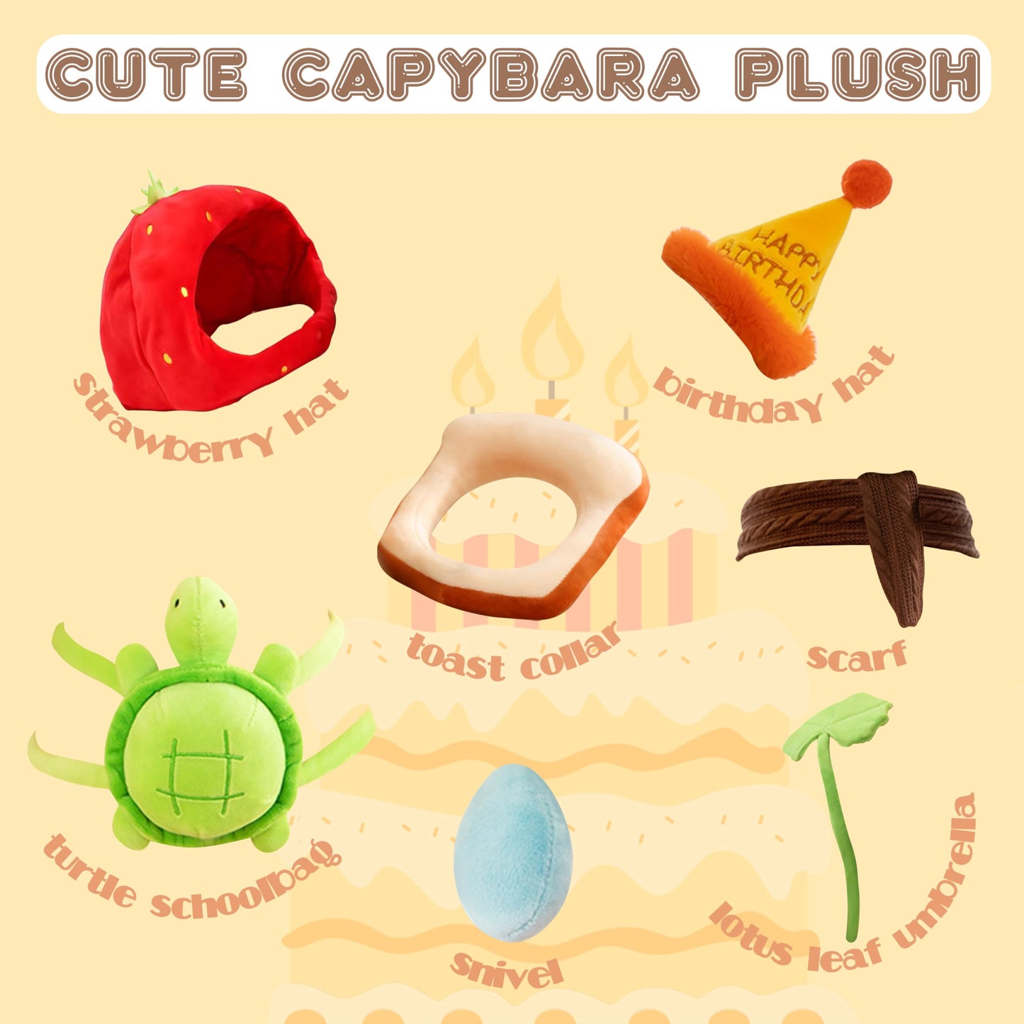 Txdrra Capybara Plush Toy,Cute Capybara Stuffed Animal,Soft Brown Capybara Plushie,Gifts For Boys And Girls (Capybara Turtle, 7.