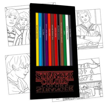 Pun Labs Stranger Colors-Inspired Colored Pencils Set of 12 with 10 Fun Coloring Pages - Soft Core Drawing Pencils for Adults & 