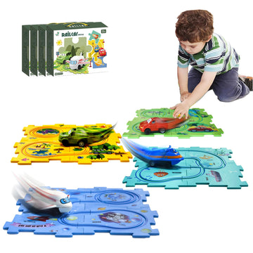 4 Year Old Boy Birthday Gift, Puzzle Racer Kids Car Track Set Puzzle Racer Car Track Set With Roadmap Puzzle Track Car Play Set
