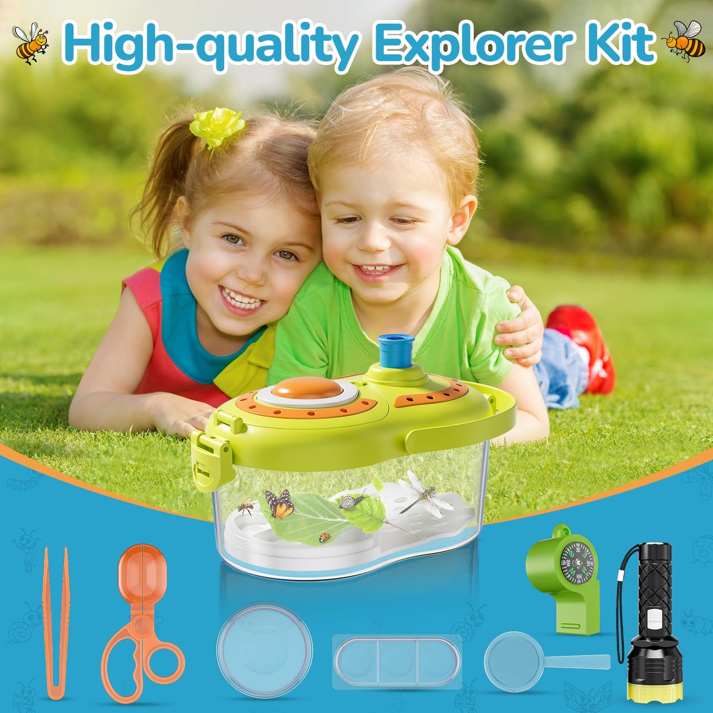Bug Catcher For Kids, Kids Bug Catching Kit With Insect Habitat, Bug Catcher Indoor, Tweezers & Learning Guide, Kids Bug Catchin