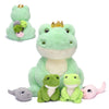 Ikasa Mommy Frog Stuffed Animal Mom And Baby Plush Toy, Cute 14'' Soft Small Mama Family Set Cuddly Toy With Little Mini Babies,