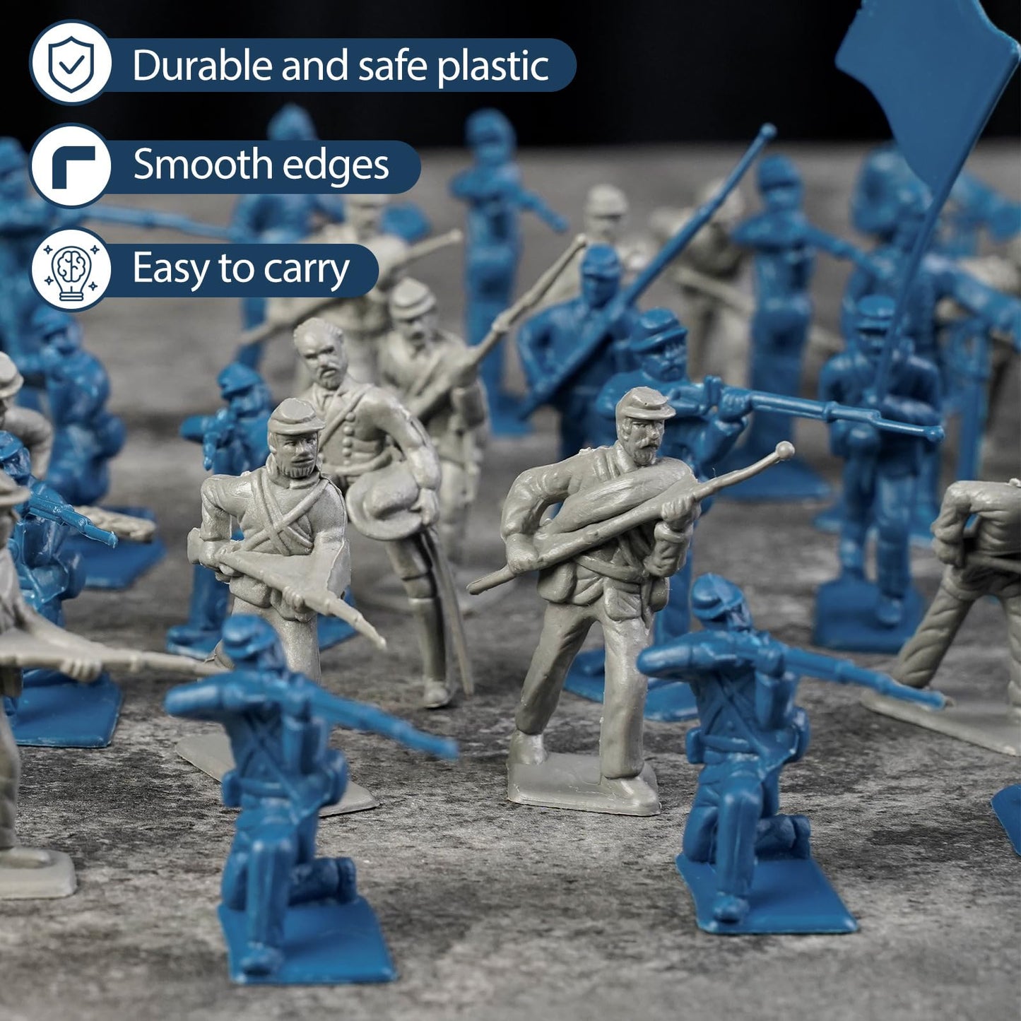 LovesTown 80PCS Army Men Toy Soldiers  Plastic Civil War Army Men Military Action Figures Toy for Kids Classroom Projects History Class Lessons  Birthday Gift