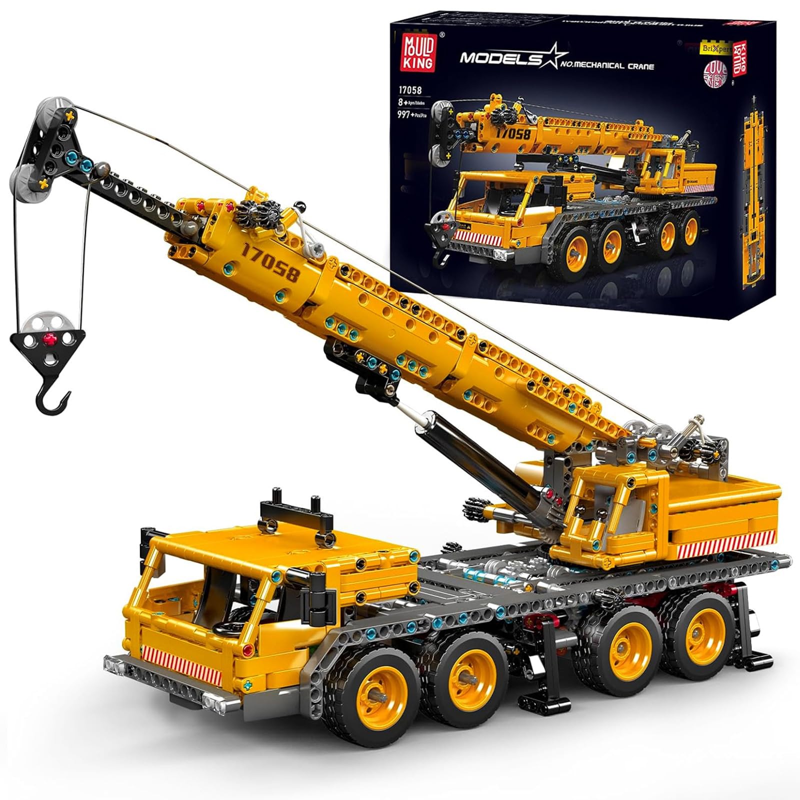 Mould King 17058 Crane Building Blocks Kit  997 Pieces Crane Truck Model to Build  DIY Constration Toy Collectibles/Exhibition for mature-themed/Kids