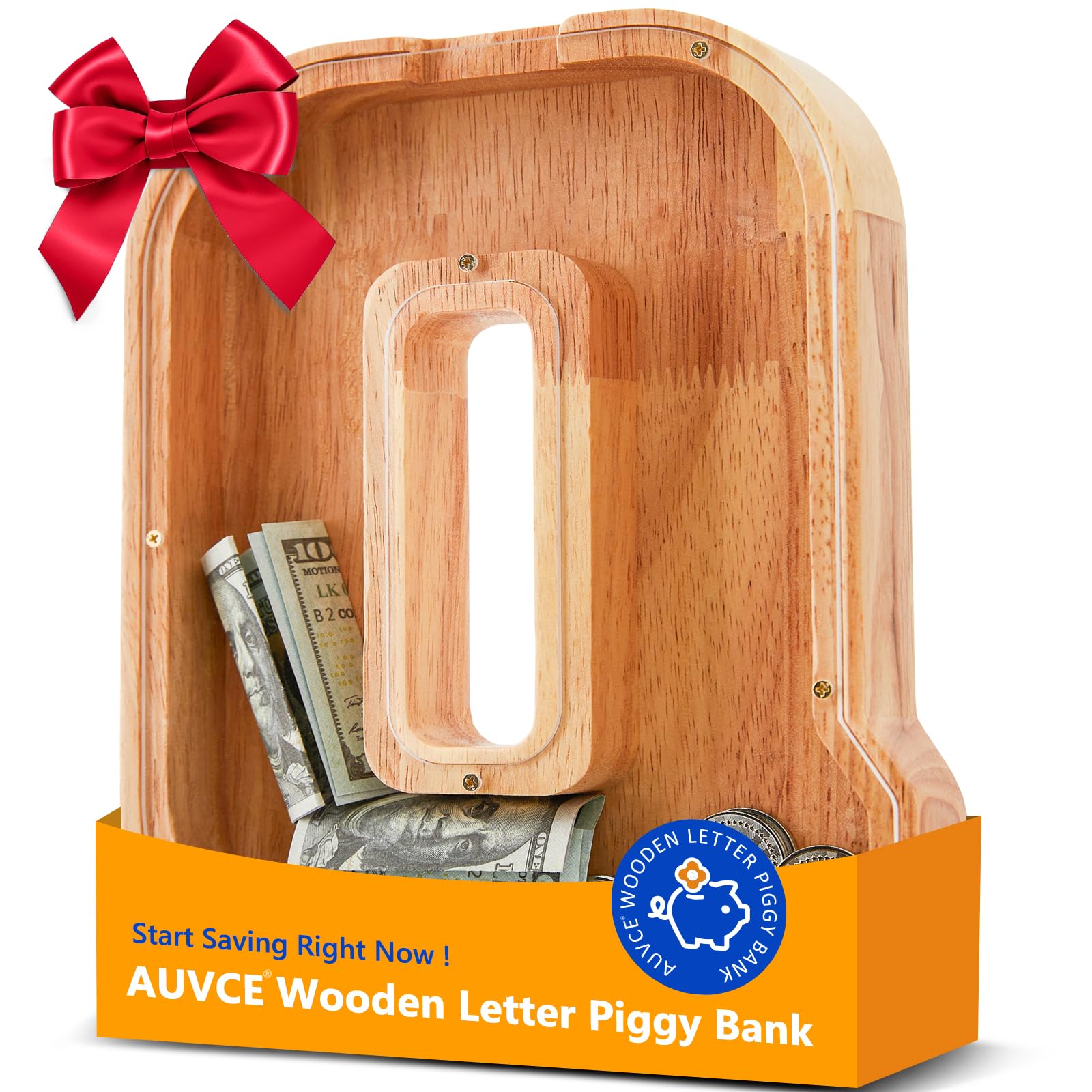 Wooden Letter Piggy Bank for Kids  Initial Coin Bank for Boys and Girls  First Name Personalized Savings Bank for Birthday Boys Girls Gift Piggy Bank for Kids (Wood  S9-Q)