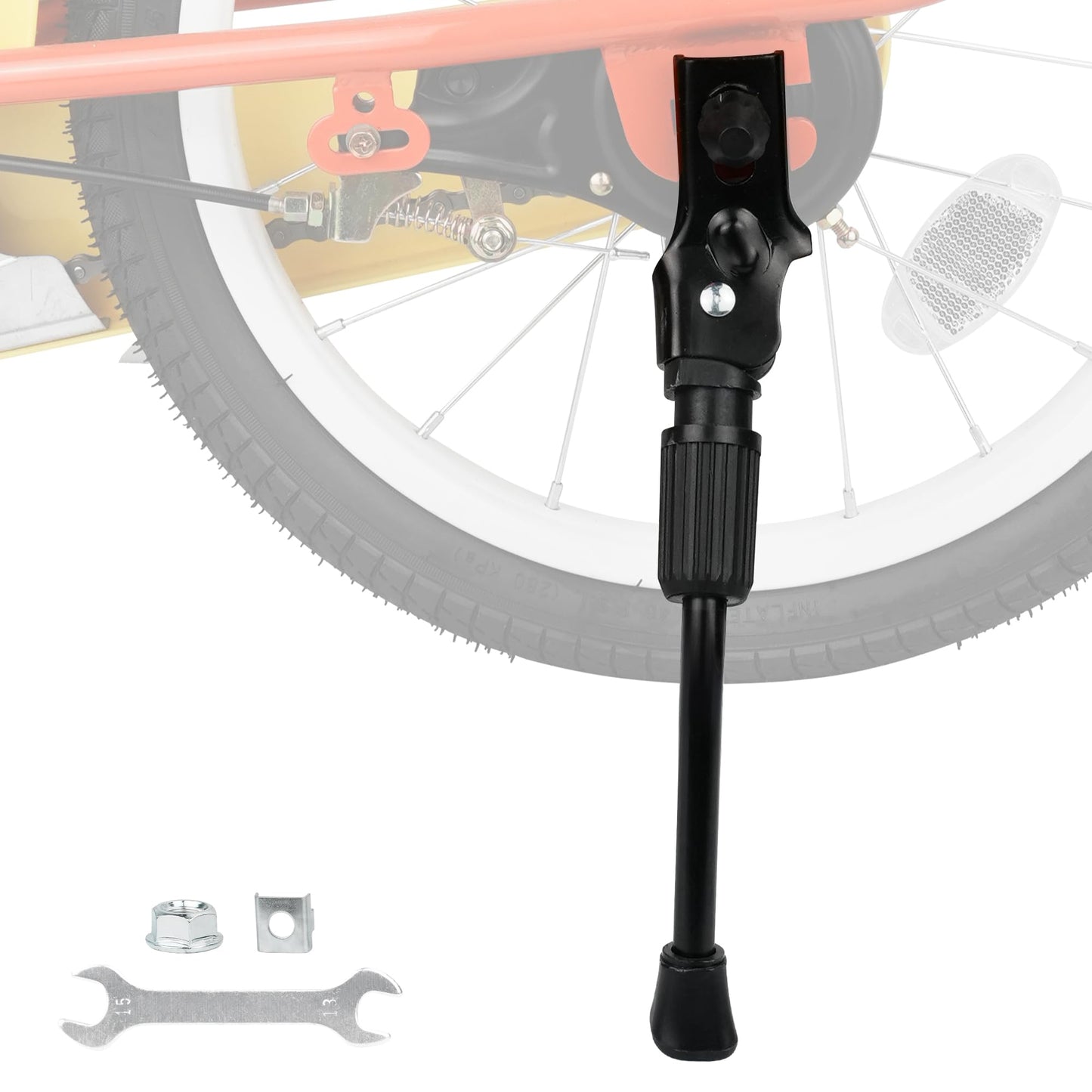 FOMAS Kids Bike Kickstand for 14/16/20 inch Bicycle Adjustable Center Mount Stand Aluminum Alloy (Black, 20 inch)