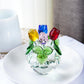 H&D HYALINE & DORA Crystal Rose Figurine - Romantic Collectible Glass Flower Ornament in Color Rose Flower with Gift Box