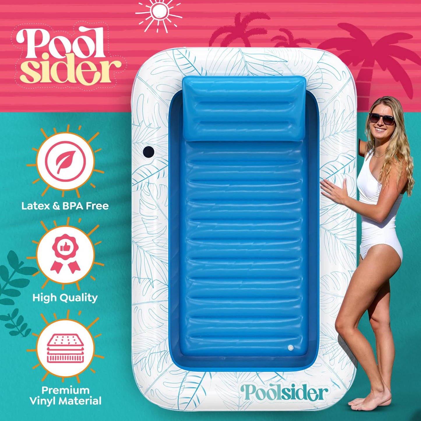 enhanced Inflatable Tanning Pool Lounger | XL Inflatable Tanning Bed for mature-themeds | Multipurpose Pool Floats | Inflatable Pool Float | Tanning Float