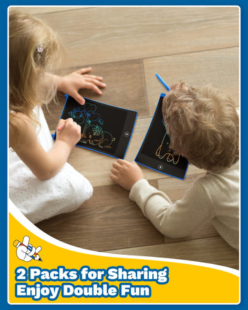 Tekfun 2 Pack Lcd Writing Tablet With 4 Stylus, 8.5In Erasable Doodle Board Mess Free Drawing Pad For Kids, Car Trip Educational