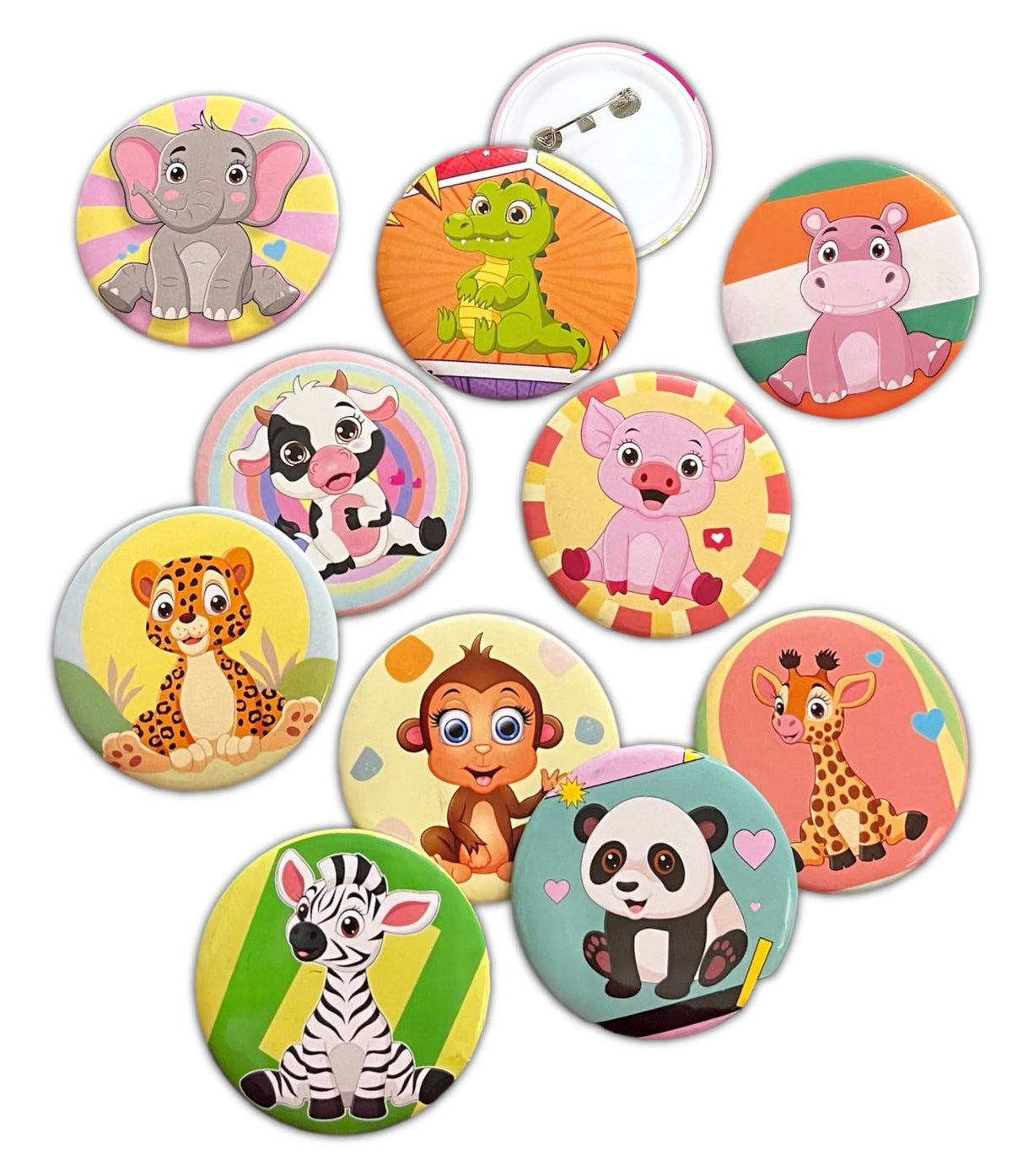 TOOYEP (Pack Of 10 Pcs) Big Size Animal Theme Button Badges|Decorate Your Garments, Bags, Towels, Shoes|Rocket Galaxy Theme Retu
