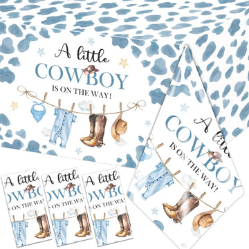 Pymurod Little Cowboy Baby Shower Decorations-3Pcs Western Cowboy Tablecloth Little Cowboy Table Cover For Cowboys Western Theme