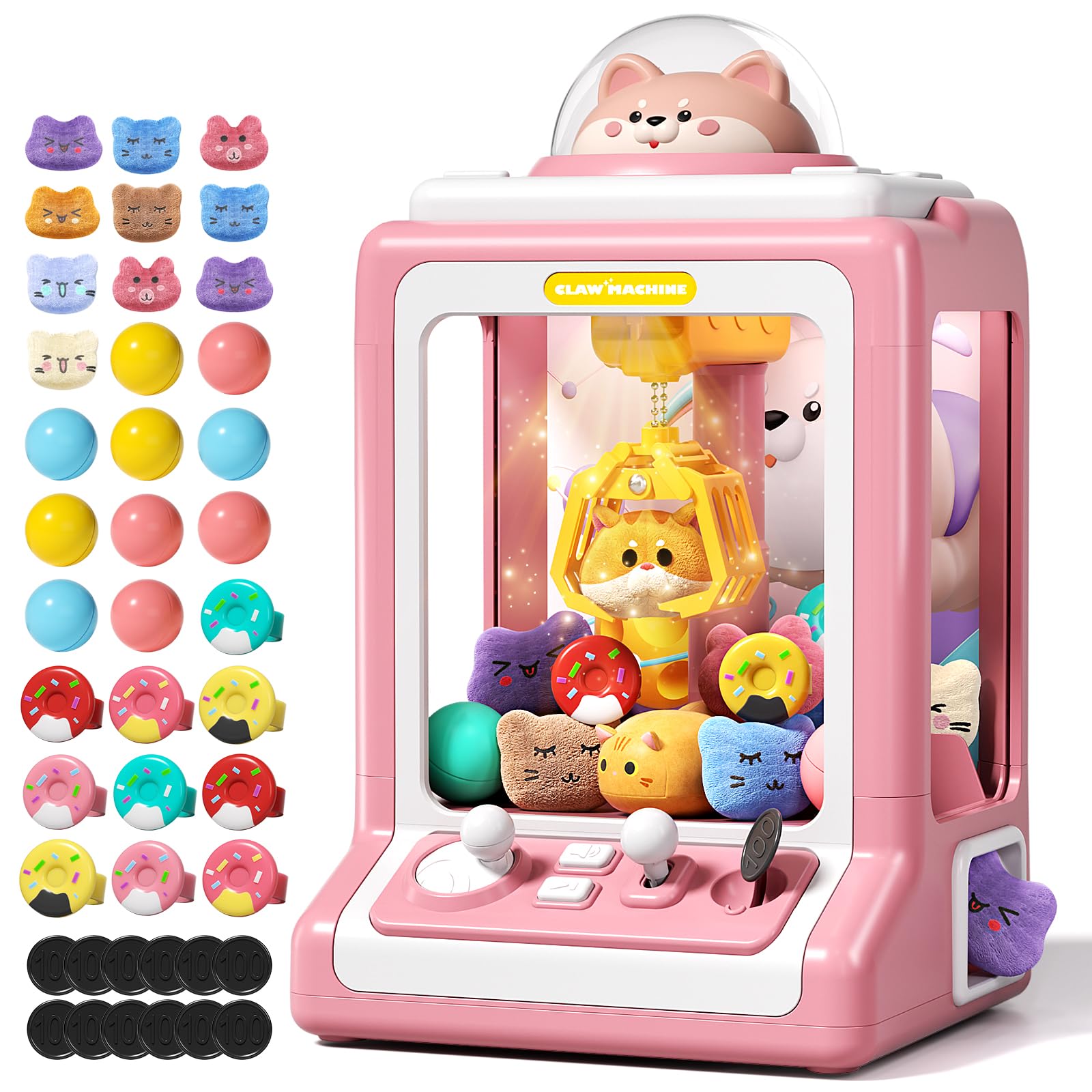 Claw Machine For Kids, Mini Vending Machine With Game Coins & Music, Prize Dispenser Toys For Girls And Boys, Electronic Claw Ga