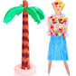 Liliful 2 Pcs Hawaiian Inflatable Blow Up Doll Set 59'' No Moving Part Judy Doll Summer Inflatable Palm Tree Pool Raft Hula Skir