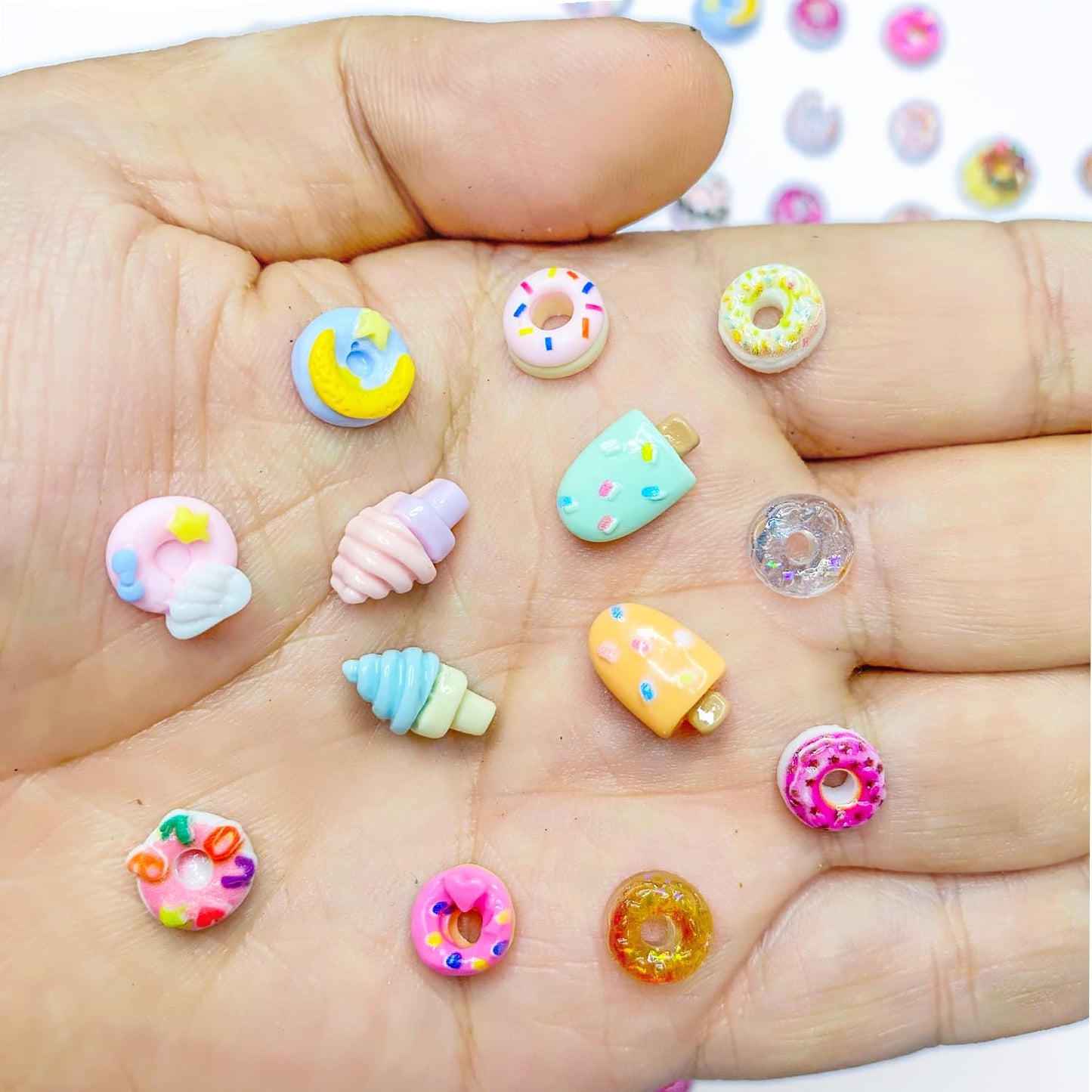 100 Pieces Mini Food for Crafts Dollhouse Mini Resin Dessert Ice Cream Donut Decor Miniature Food for Dollhouse Mini Kitchen Mic