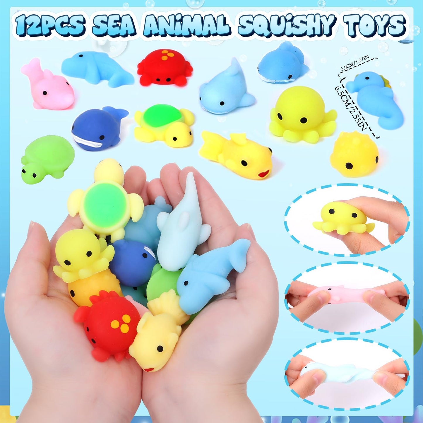 Winrayk 148Pcs Under the Sea Party Favors Birthday Supplies Kids Ocean Sea Animal Toy Gift Bag Squishy Bookmark Diy Sticker Stam