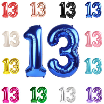 13 Balloon Number, Metallic Blue Number 13Th 31Th Birthday Balloons 40 Inch, 13 Or 31 Years Old Metallic Blue Birthday Decoratio