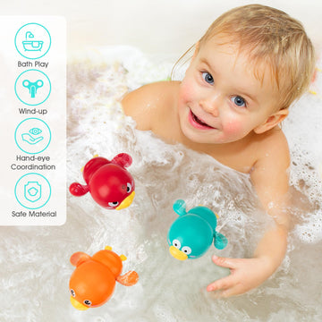 Bath Toys, Swimming Duck Baby Bath Toys For Toddler 1-3, Water Pool Floating Wind Up Toys For 1 Year Old Boy Girl Gifts, Infant Toddlers Kids Bathtub Toys, 3 Pack