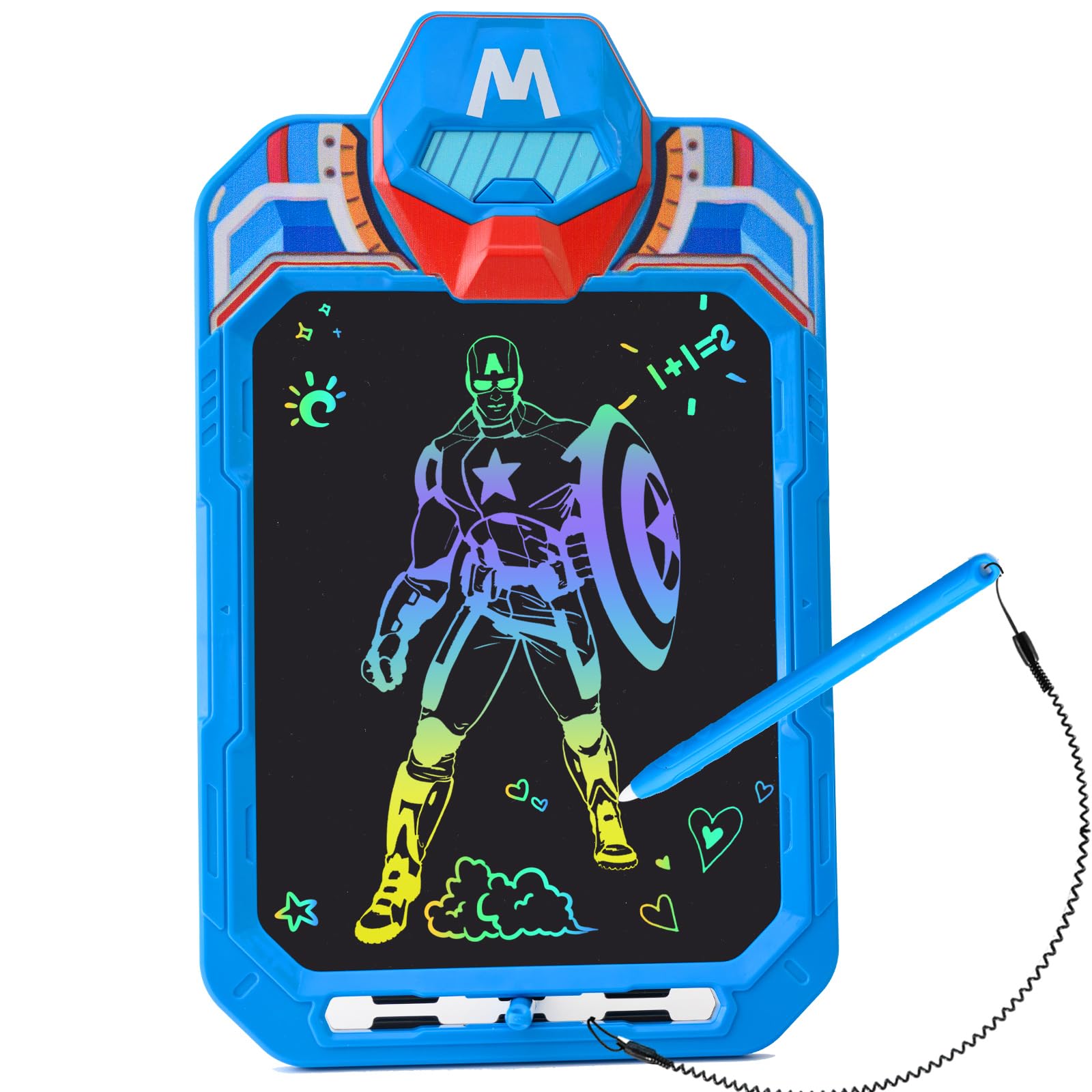 CHAFEGY 10 Inch LCD Writing Tablet for Kids, Masked Warrior Design Drawing Tablet, Doodle Board Pad for Learning, Toy Gift for B