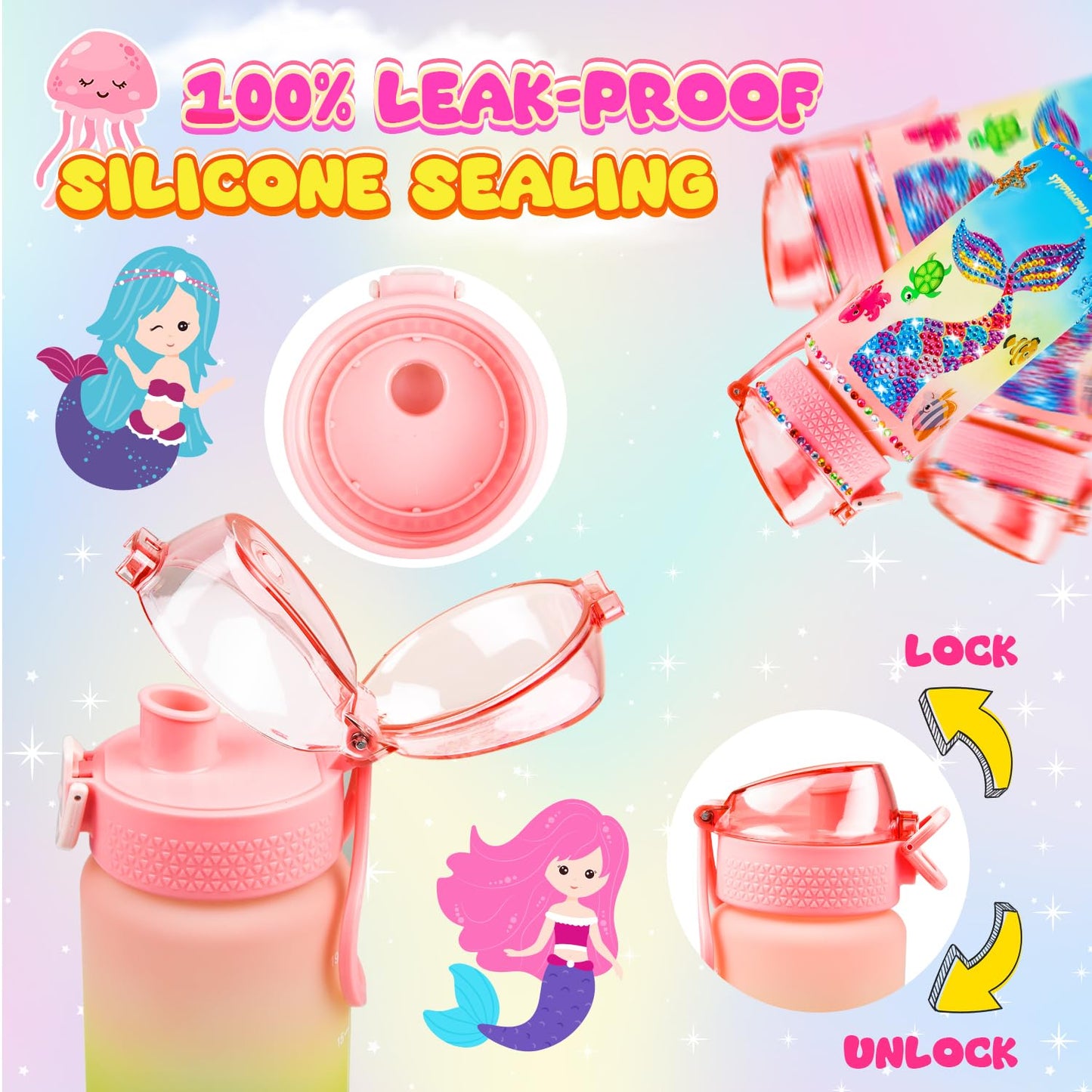 MDCGFOD Decorate Your Own Water Bottle Kits for Girls DIY Water Bottle for Girls Fun Arts and Crafts Gifts Toys Kits for 4-6-8-1