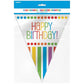 Rainbow Birthday Party Flag Banner - 12 Ft, 1 Pc