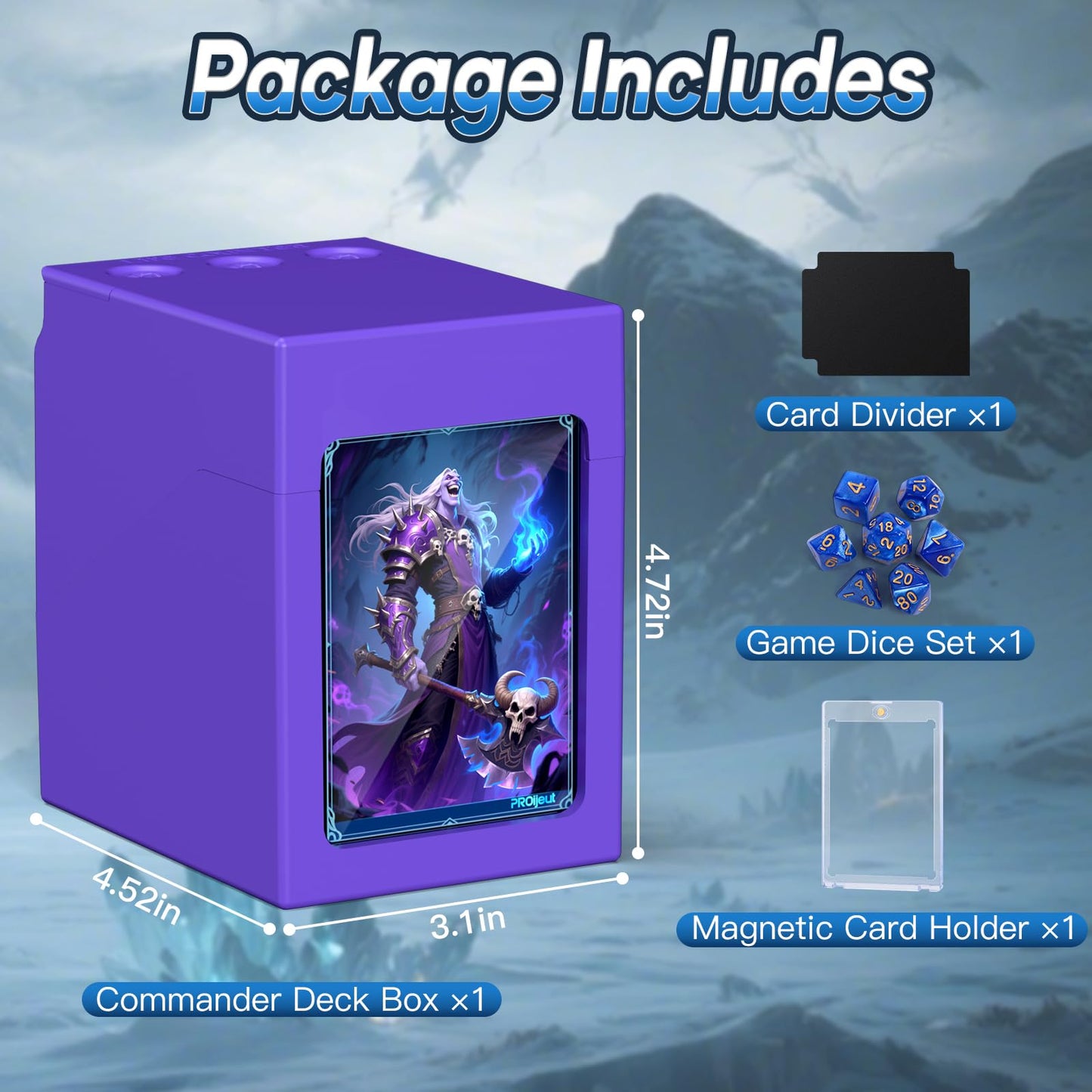 Proijeut Mtg Deck Box with Life Counter, Commander Deck Box Fits 100 Double-Sleeved Cards, Magic Card Storage Box with Commander