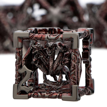 ARUOHHA Hollow DND Dice Set Black Red 5-Headed Dragon D and D Dice with Gift Box, Dungeons and Dragons Role Playing Games 7PCS M