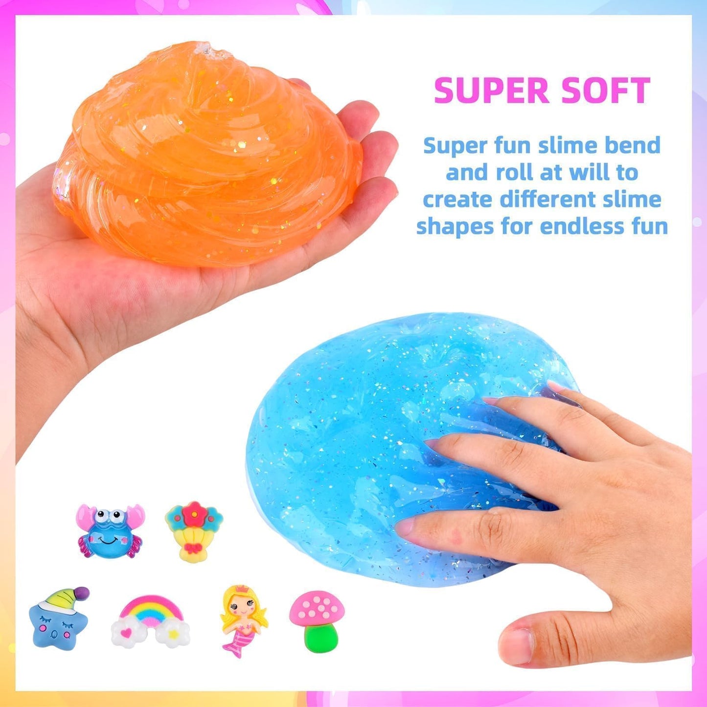 6 Pack Valentine'S Day Clear Slime Kit, Rich Colors Crystal Easter Slime For Girls And Boys 4-12, Kids Birthday Party Favor Gift