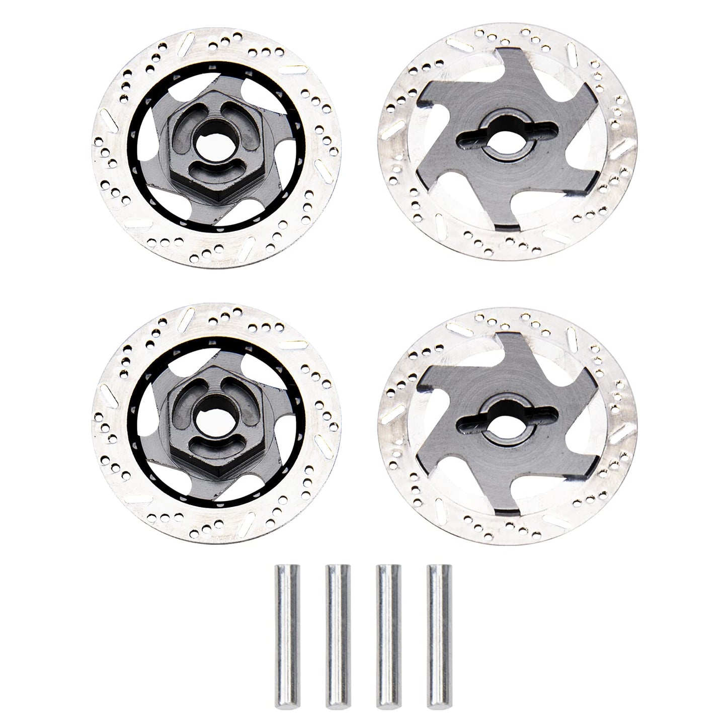 4Pack ShareGoo Metal 12mm Hex Hub Wheel Rim Tires Brake Disc Compatible with Traxxas Tamiya HSP HPI Redcat Racing 1/10 RC On-Roa
