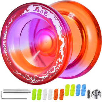 7YO Fingerspin Yoyo AOE for Beginners  Dual Purpose Yoyo Responsive & Unresponsive Yoyo for Finger Spin Trick with 10 Yoyo Strings  Unresponsive Bearing Accessories (Purple Red)