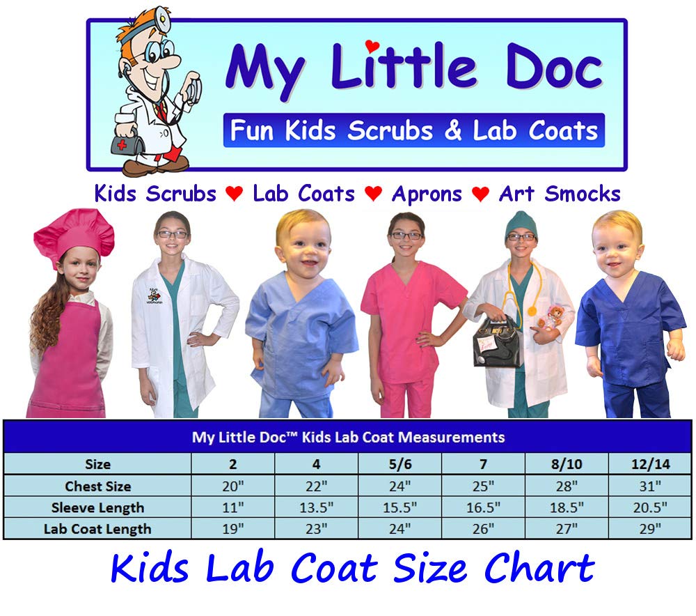 My Little Doc Personalized Kids Lab Coat with Slime Design Costume Size 12/14 White