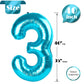 3 Balloon, Blue Number Balloons 40 Inch, 3Rd Birthday Decorations For Kids Girls Boys, Men Women Blue Party Supplies For Party D