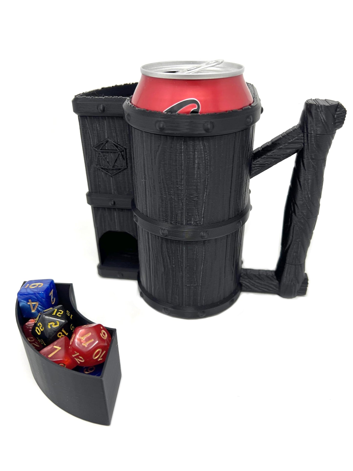 Munnygrubbers - Mug Dice Tower - No Paint Odorless Insulated Cup Can Dice Tower - (Random 7Pcs D20 Dice Set Included) - Dice Jai