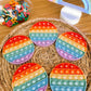 Pop-N-Teach Alphabet Pop It Rainbow Fidget Toy With Letters - 1St Grade Classroom Must Haves- Round Bubble Abc Pop Its - Popits For Kids - Toddlers Poppers Sensory Learning Toy