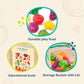 B. toys Foodie Fun Pretend Play Food Set – 32 Colorful Pieces & Educational Book for Toddlers – Storage Bucket Included – Ages 2+