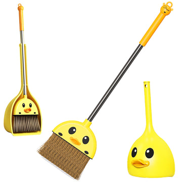 Vipamz Mini Broom And Dustpan Set For Kids - Cute Yellow Duck For Girls & Boys - Toddler Broom Set For Household Cleaning And Pr