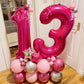BBPOOL Hot Pink 40 Inch Number 13 Balloon - Foil Mylar for Birthdays & Anniversaries