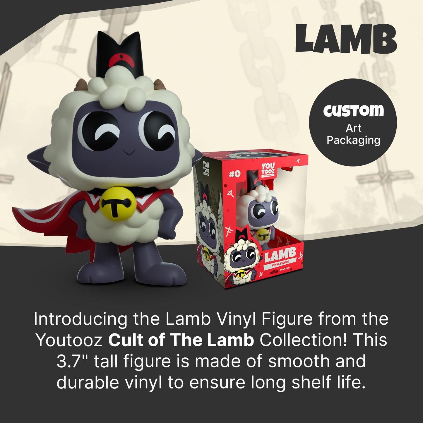 Youtooz Lamb 3.7 Vinyl Figure, Official Licensed Collectible from Cult of The Lamb Videogame, by Youtooz Cult of The Lamb Collec