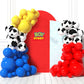 House Of Party Woody Balloon Arch - 110 Pcs Toy Inspired Story Balloons With Red, Yellow, Blue & Cow Print Balloons For Birthday