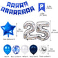 25Th Birthday Party Decoration Blue For Him, Happy Birthday Banner Blue Number 25 Birthday Star Foil Balloons Latex Confetti Bal