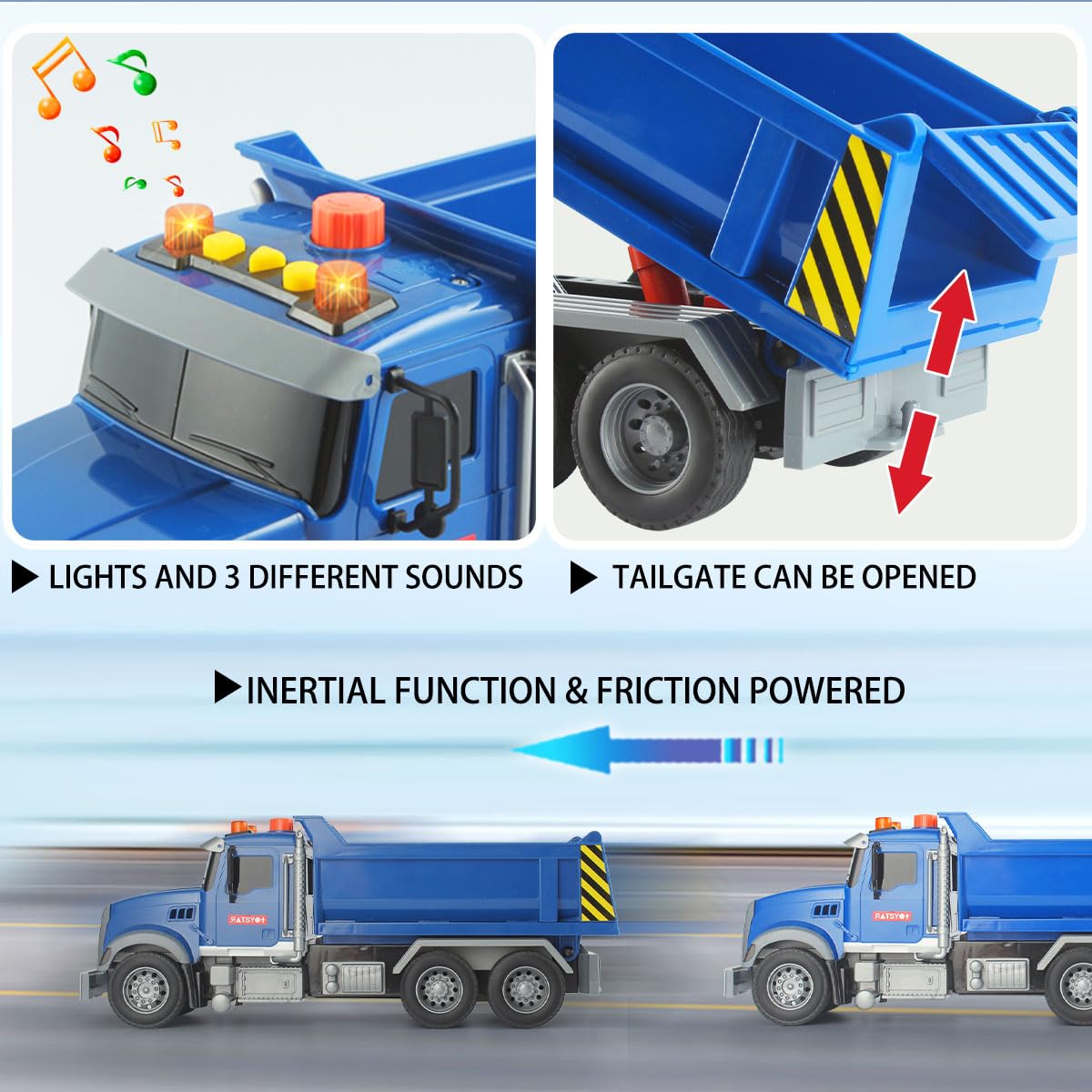 Wenbeier Dump Truck Toy For Kids 15'' Large Toddler Trucks Toys Big Heavy Trucks With Lights And Sounds Kids Car Toys For Boys A