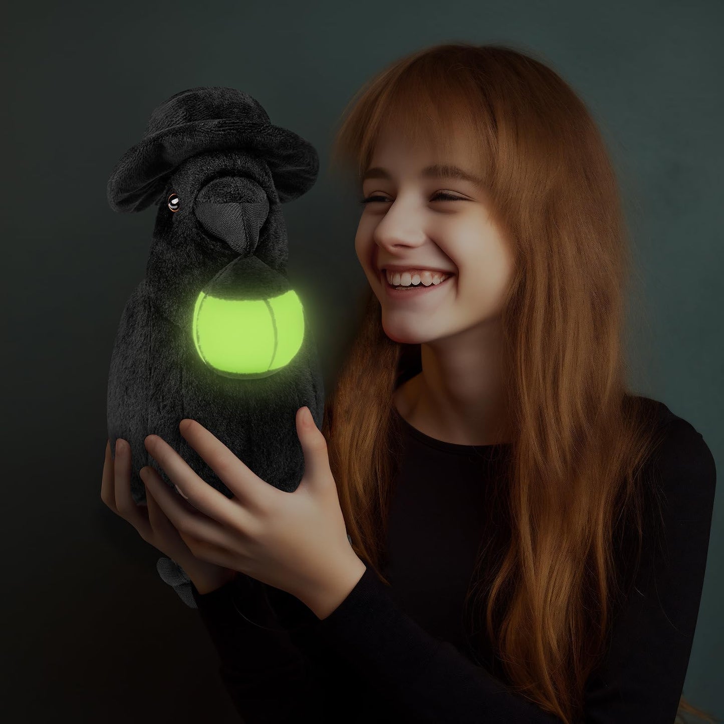 Zhongxin Made Crow Plush Toy - Luminous Crow Stuffed Animals 10In, Cute Crow Bird Raven Animal Dolls, Gift Toys For Kids Birthda