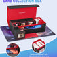 UAONO Card Storage Box for Trading Cards  5 in 1 Card Deck Case with 4 Pcs Small Commander Deck Box  Large Card Box for MTG/TCG/PTCG Magic Sports Cards Game Playmat (Black  Red)