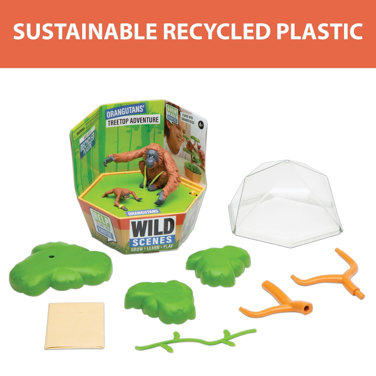 PlayMonster Wild Scenes Orangutans' Treetop Adventure Kit - Eco-Friendly Wildlife Toy for Kids Age 4+, Multicolor, Model 23347