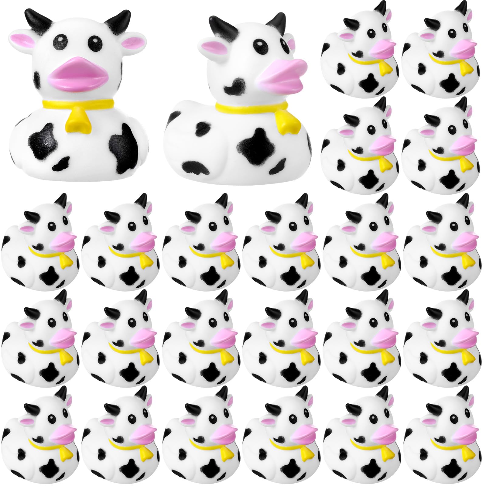 Relaxgiant 48 Pcs Cow Ducks Mini Cow Rubber Ducks Bulk Cow Print Duck For Birthday Party Favors Baby Shower Kids Boys Girls Bath