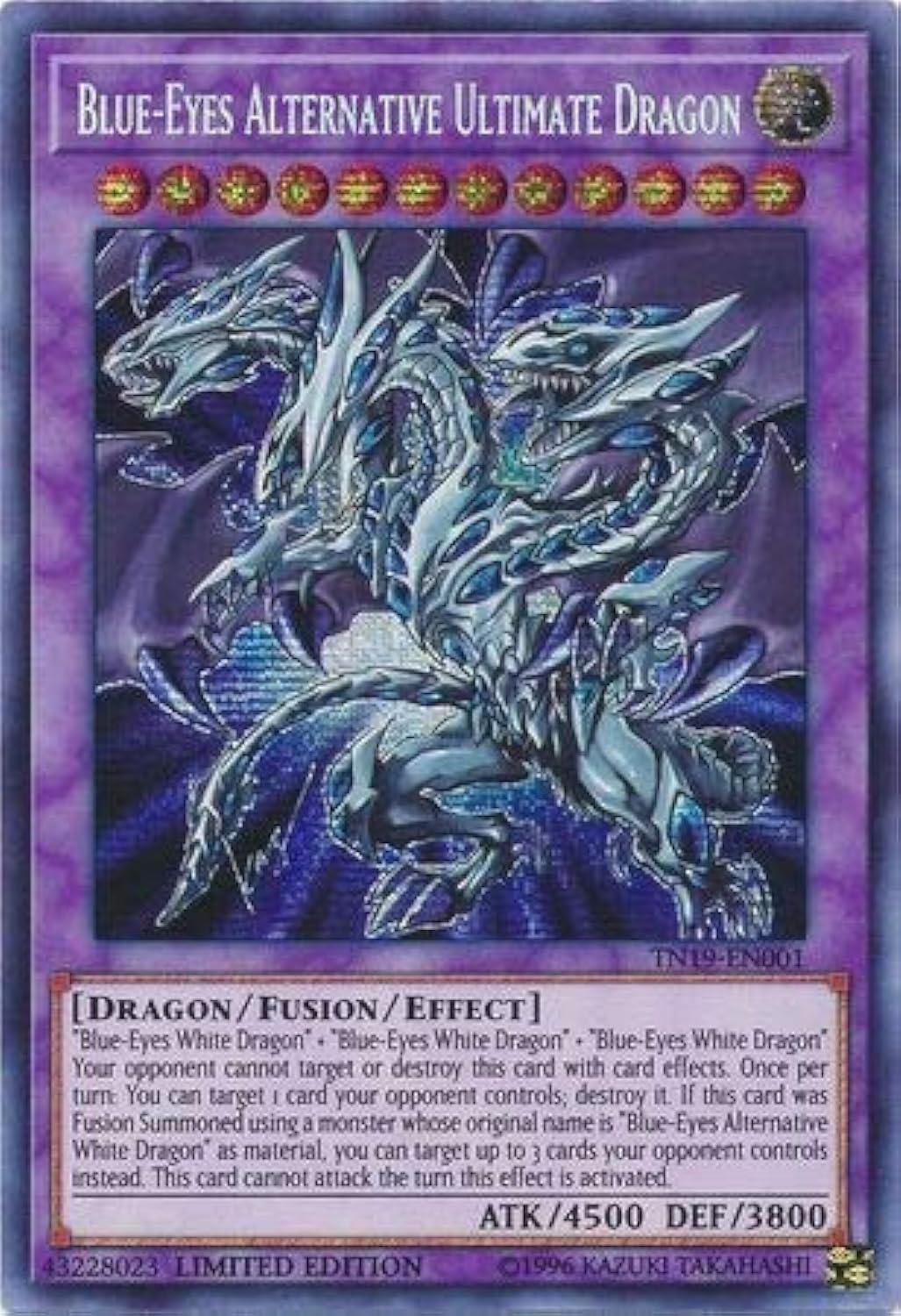 Yu-Gi-Oh! - Blue-Eyes Alternative Ultimate Dragon - Tn19-En001 - Prismatic Secret Rare - Limited Edition - 2019 Gold Sarcophagus Tin